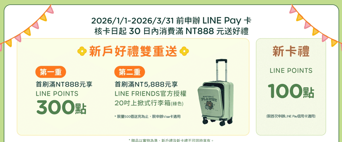 中信 LINE PAY卡新戶首刷禮