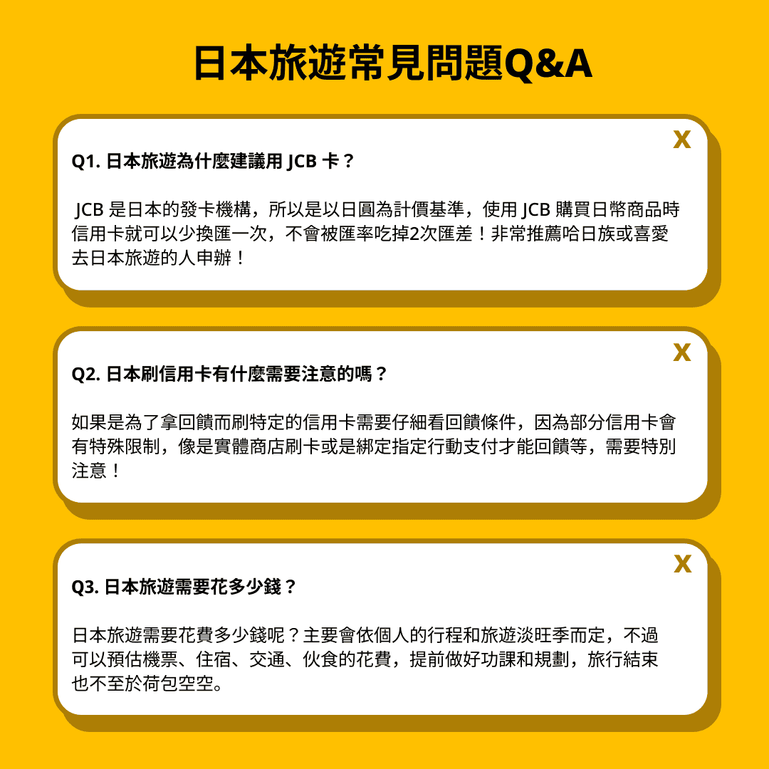日本旅遊刷卡消費常見問題QA