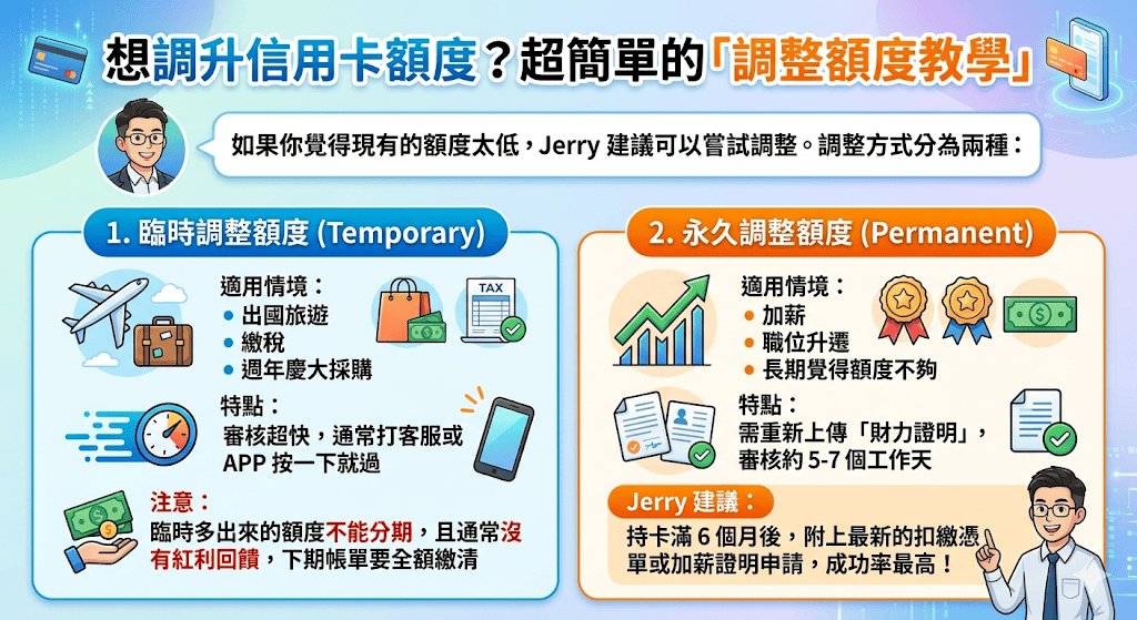 信用卡額度怎麼算?給20/30/50萬額度算高嗎?額度高能幹嘛 - 第1張圖 想調升信用卡額度?超簡單的「調整額度教學」